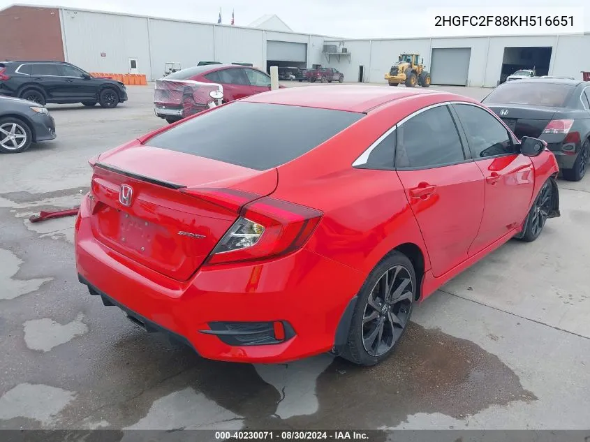 2019 Honda Civic Sport VIN: 2HGFC2F88KH516651 Lot: 40230071