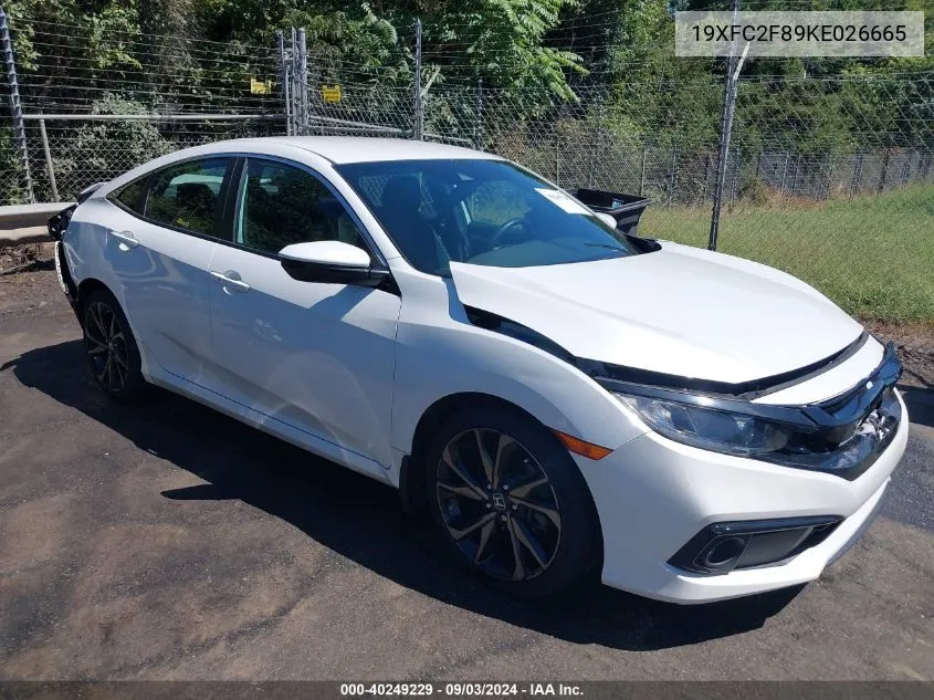 2019 Honda Civic Sport VIN: 19XFC2F89KE026665 Lot: 40249229