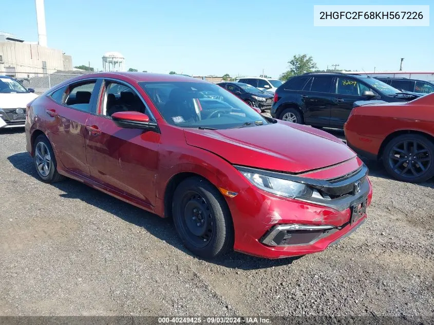 2019 Honda Civic Lx VIN: 2HGFC2F68KH567226 Lot: 40249425