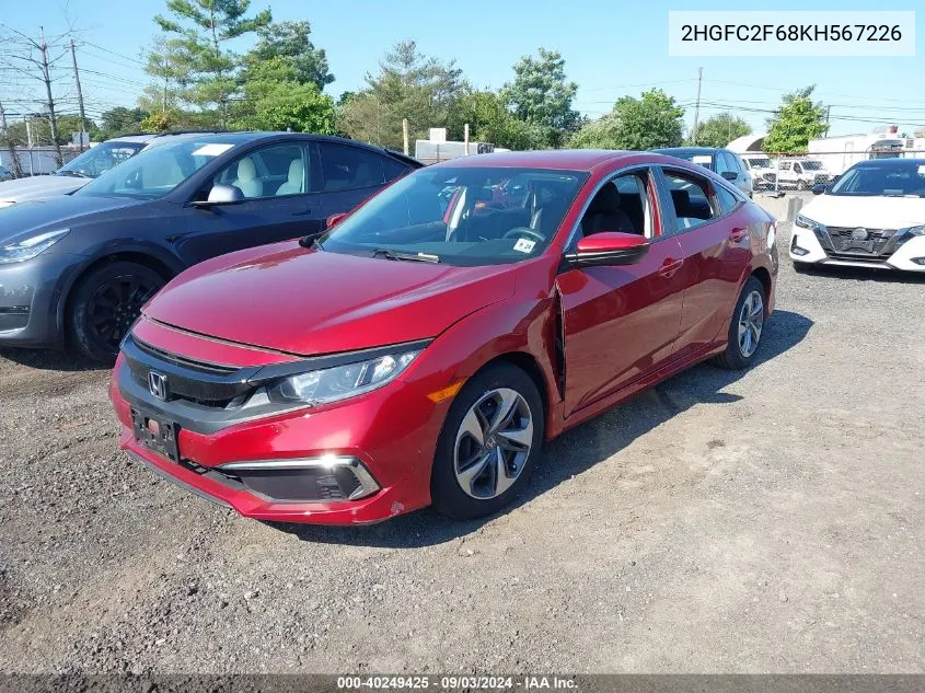 2HGFC2F68KH567226 2019 Honda Civic Lx