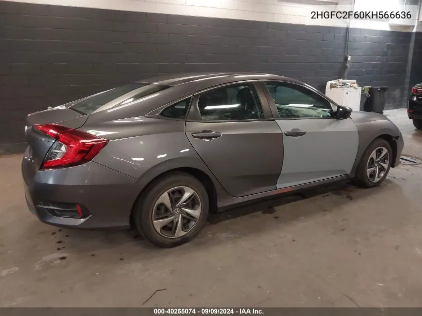 2019 Honda Civic Lx VIN: 2HGFC2F60KH566636 Lot: 40255074