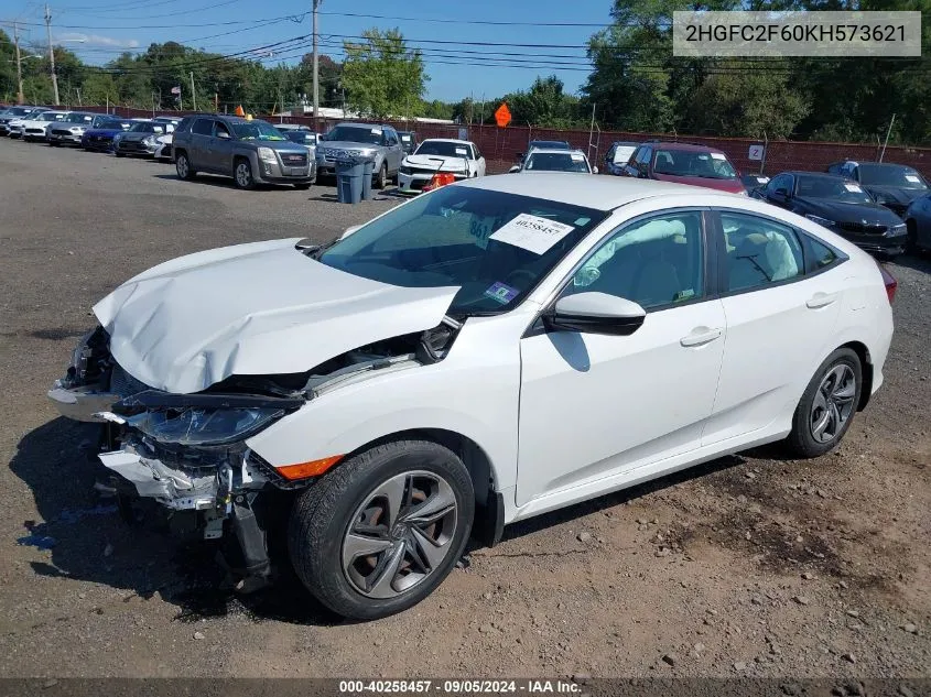 2019 Honda Civic Lx VIN: 2HGFC2F60KH573621 Lot: 40258457