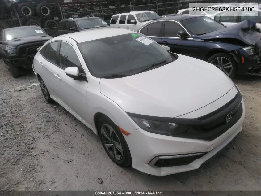 2HGFC2F63KH504700 2019 Honda Civic Lx