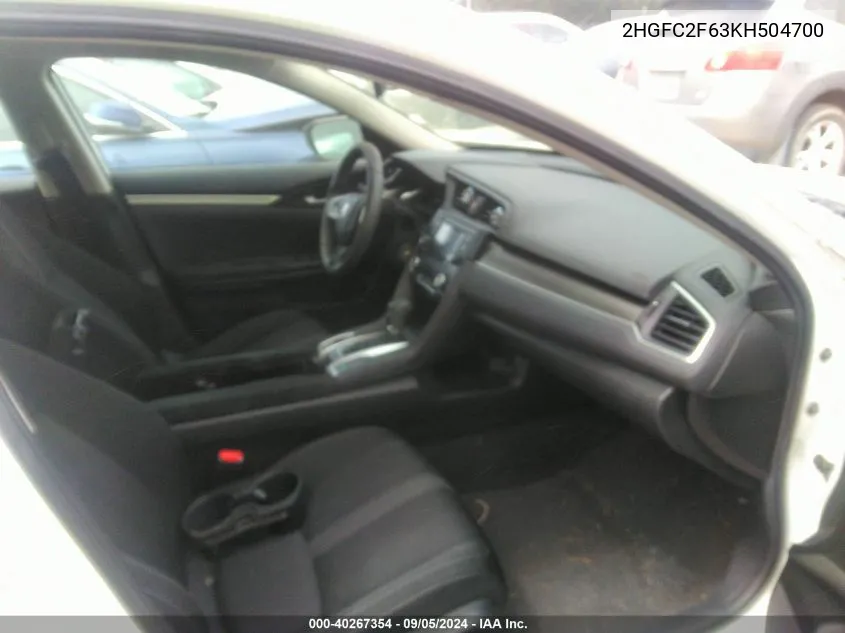 2HGFC2F63KH504700 2019 Honda Civic Lx