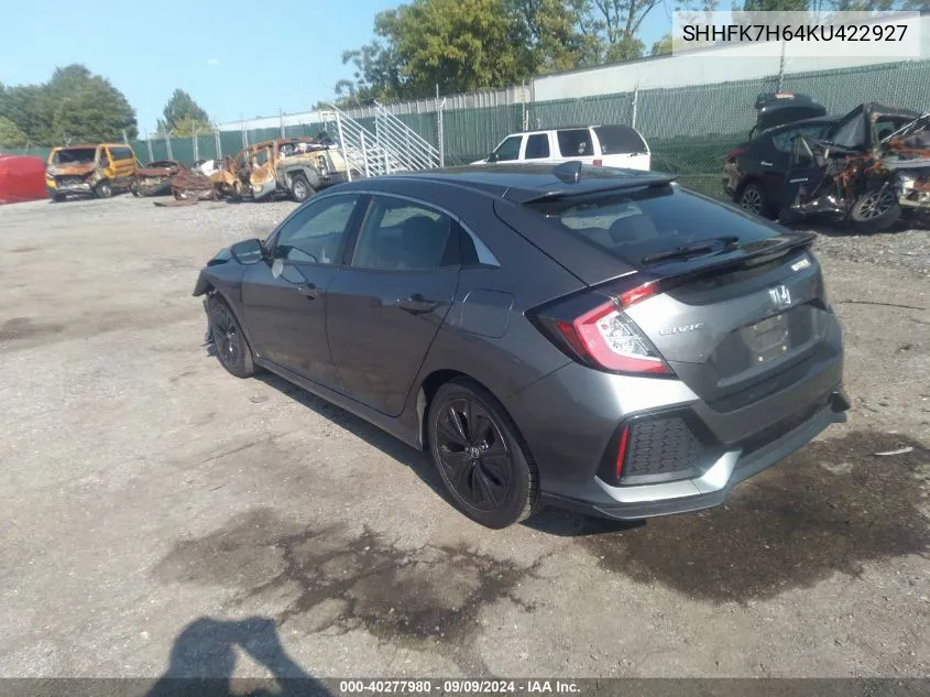 2019 Honda Civic Ex VIN: SHHFK7H64KU422927 Lot: 40277980