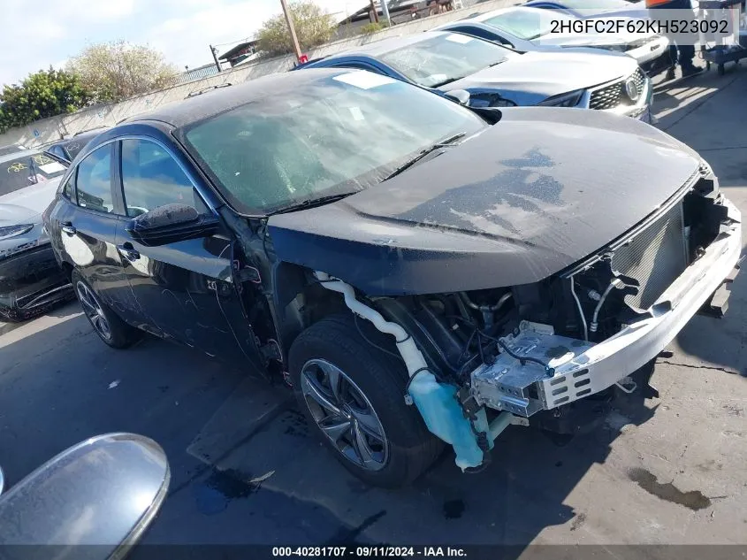 2HGFC2F62KH523092 2019 Honda Civic Lx