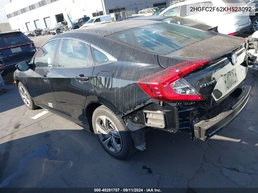 2HGFC2F62KH523092 2019 Honda Civic Lx