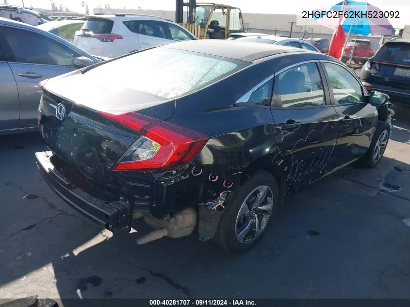 2HGFC2F62KH523092 2019 Honda Civic Lx