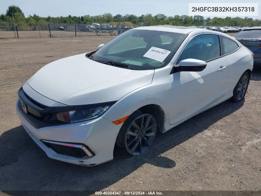 2019 Honda Civic Ex VIN: 2HGFC3B32KH357318 Lot: 40284347