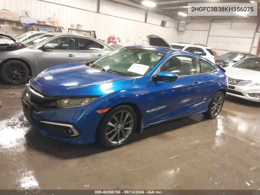 2019 Honda Civic Ex VIN: 2HGFC3B38KH356075 Lot: 40288788