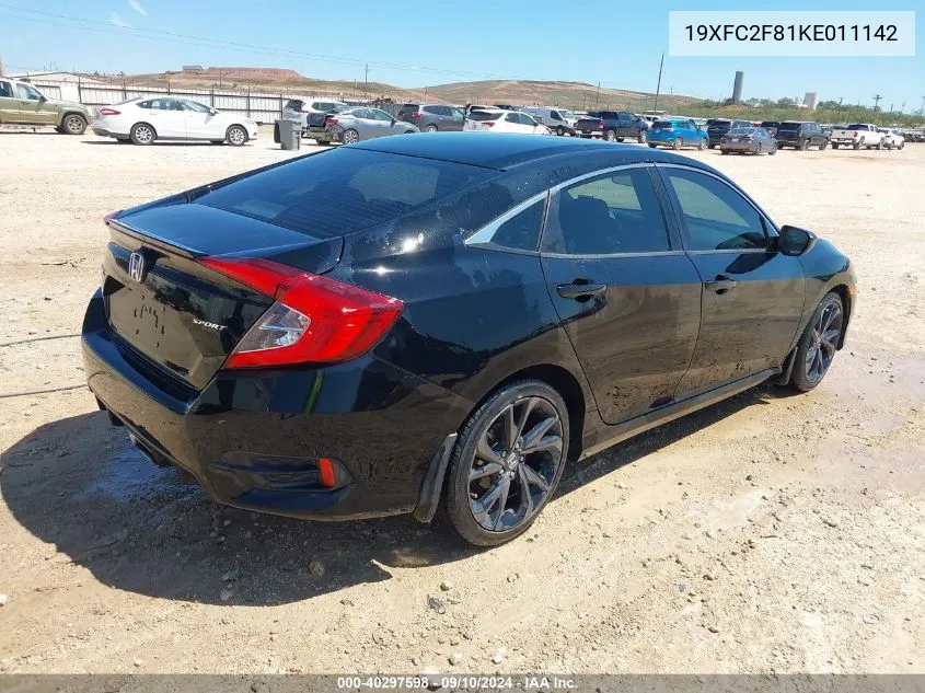 2019 Honda Civic Sport VIN: 19XFC2F81KE011142 Lot: 40297598