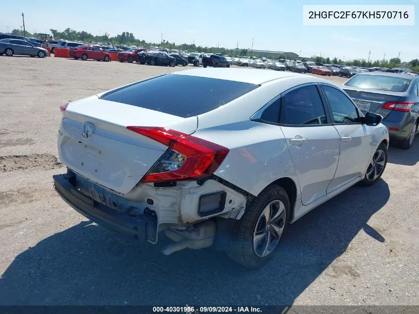 2019 Honda Civic Lx VIN: 2HGFC2F67KH570716 Lot: 40301956