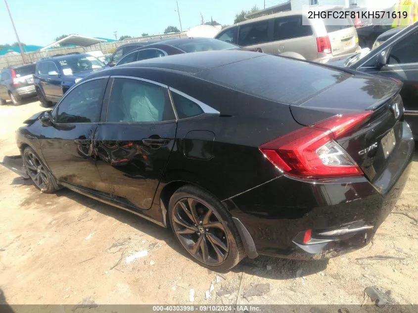 2HGFC2F81KH571619 2019 Honda Civic Sport