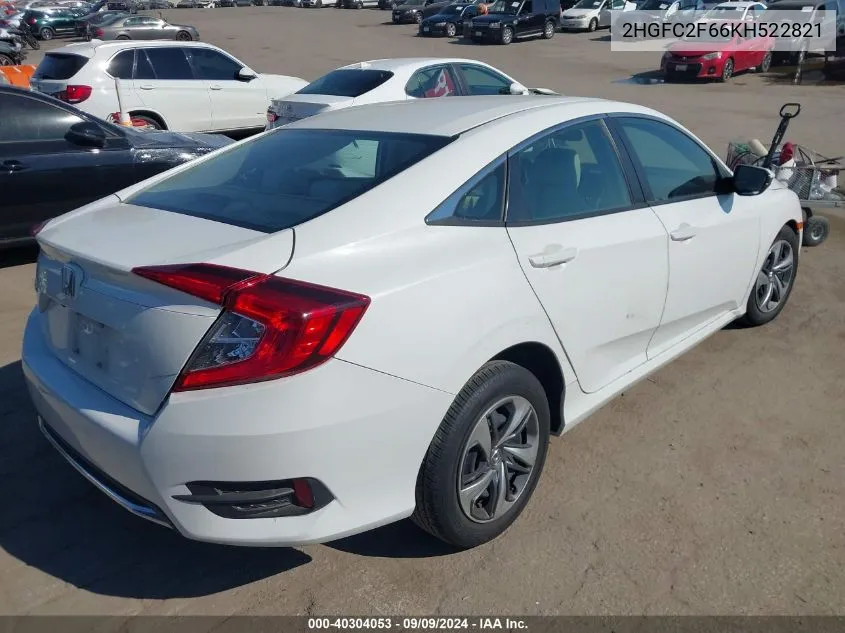 2019 Honda Civic Lx VIN: 2HGFC2F66KH522821 Lot: 40304053