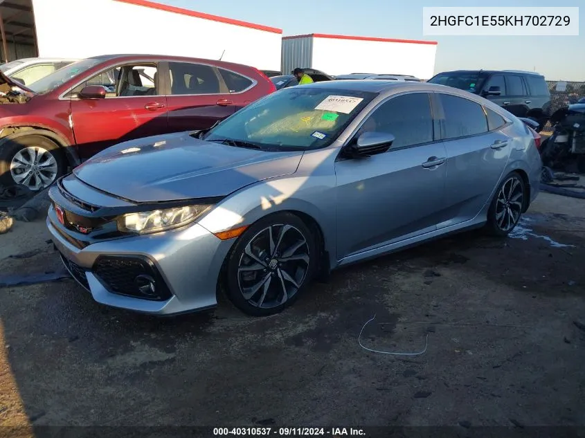 2019 Honda Civic Si VIN: 2HGFC1E55KH702729 Lot: 40310537