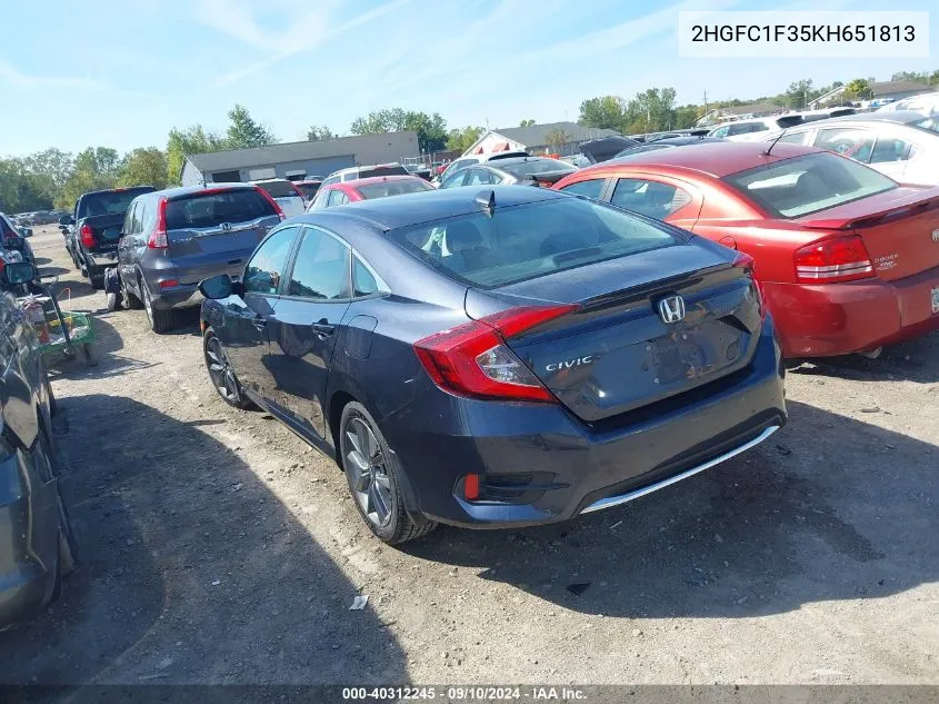 2019 Honda Civic Ex VIN: 2HGFC1F35KH651813 Lot: 40312245