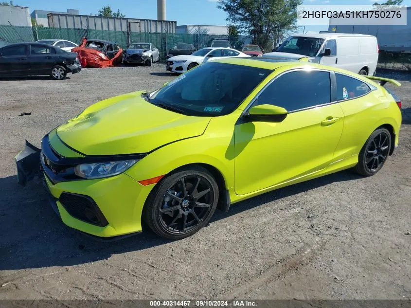 2019 Honda Civic Si VIN: 2HGFC3A51KH750276 Lot: 40314467