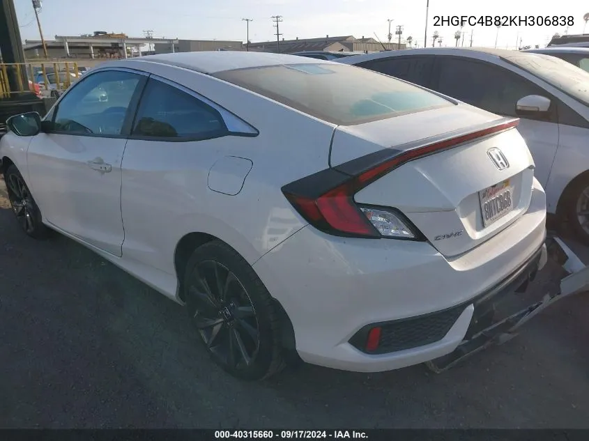 2HGFC4B82KH306838 2019 Honda Civic Sport