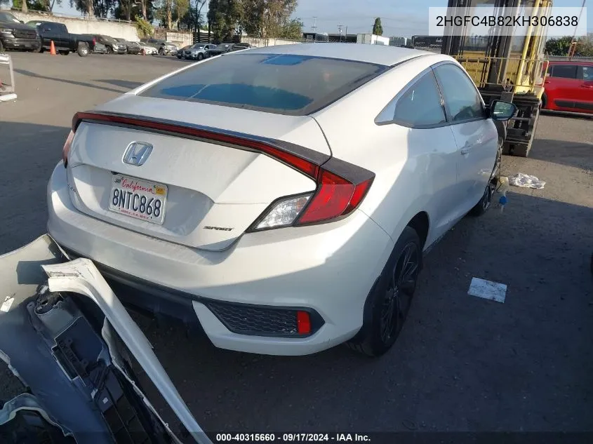 2HGFC4B82KH306838 2019 Honda Civic Sport