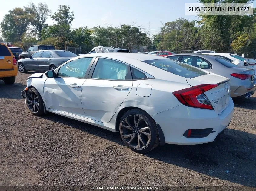 2019 Honda Civic Sport VIN: 2HGFC2F88KH514723 Lot: 40315814