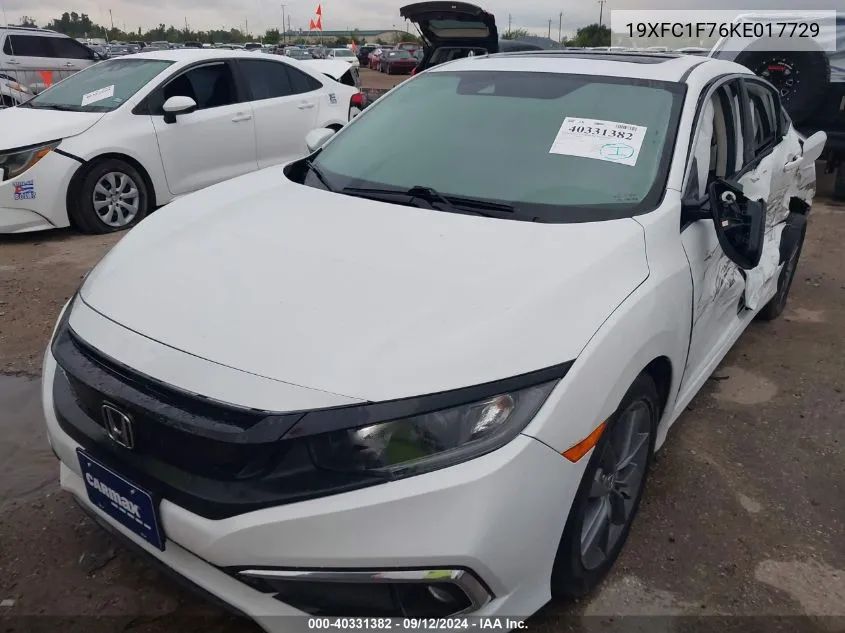 2019 Honda Civic Exl VIN: 19XFC1F76KE017729 Lot: 40331382