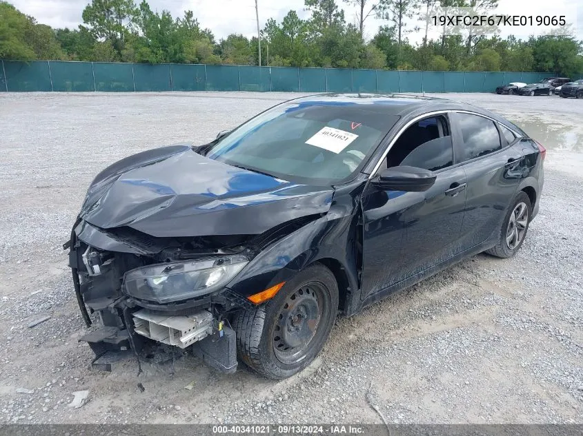 2019 Honda Civic Lx VIN: 19XFC2F67KE019065 Lot: 40341021