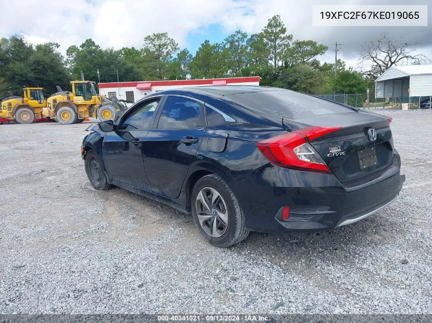 2019 Honda Civic Lx VIN: 19XFC2F67KE019065 Lot: 40341021