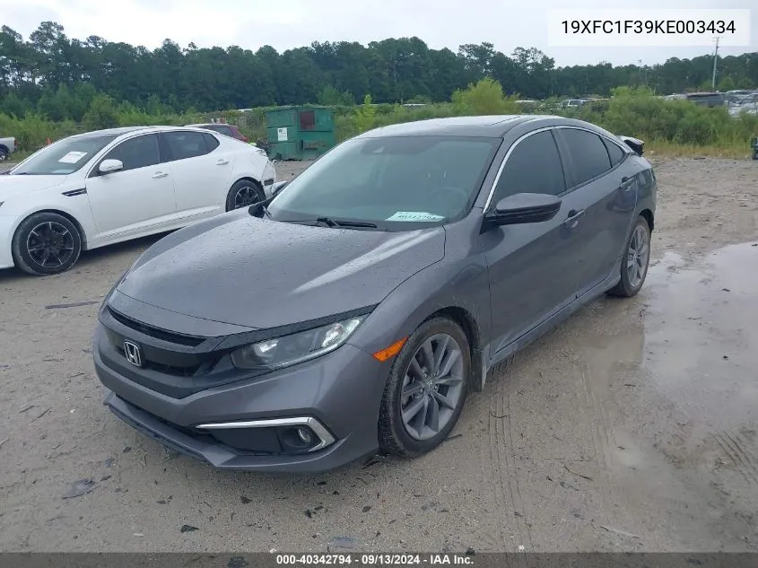 2019 Honda Civic Ex VIN: 19XFC1F39KE003434 Lot: 40342794