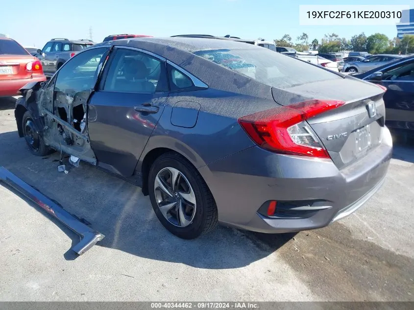 19XFC2F61KE200310 2019 Honda Civic Lx