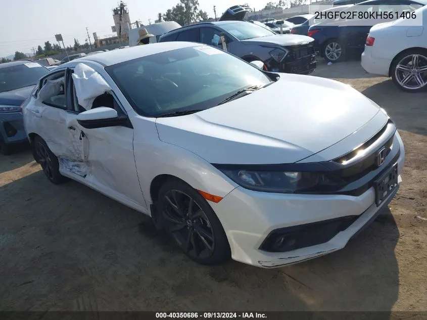 2019 Honda Civic Sport VIN: 2HGFC2F80KH561406 Lot: 40350686