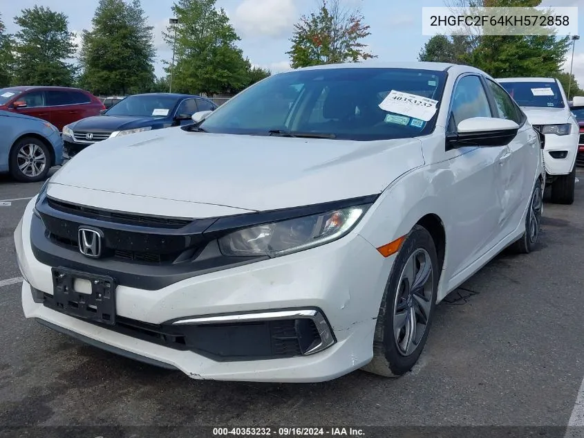 2HGFC2F64KH572858 2019 Honda Civic Lx