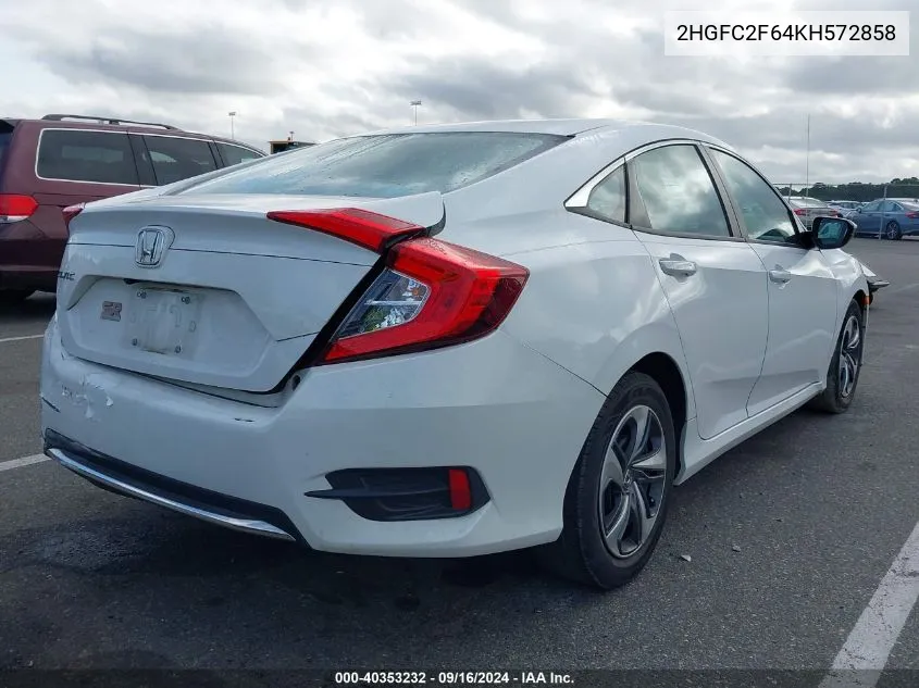 2HGFC2F64KH572858 2019 Honda Civic Lx