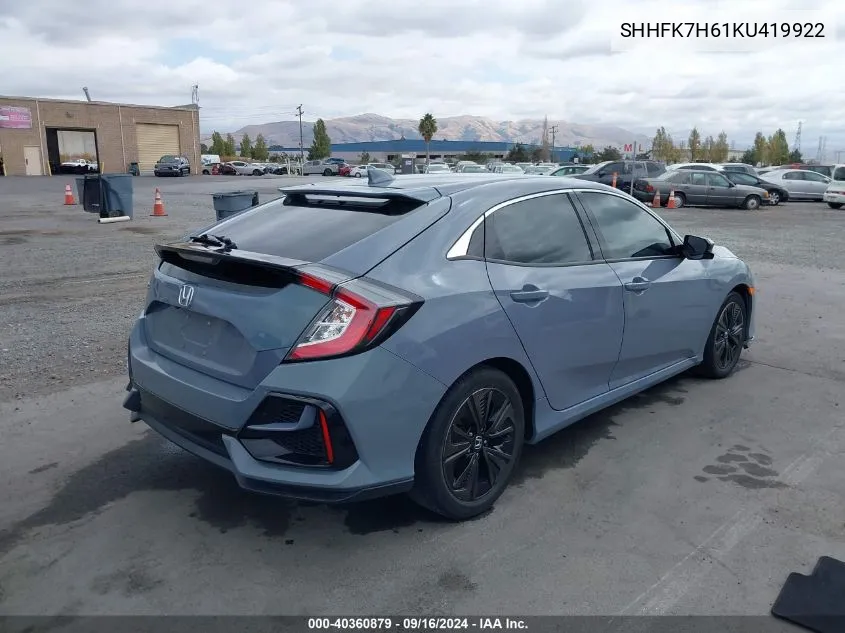 2019 Honda Civic Ex VIN: SHHFK7H61KU419922 Lot: 40360879