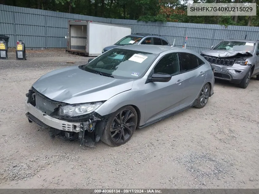 SHHFK7G40KU215029 2019 Honda Civic Sport