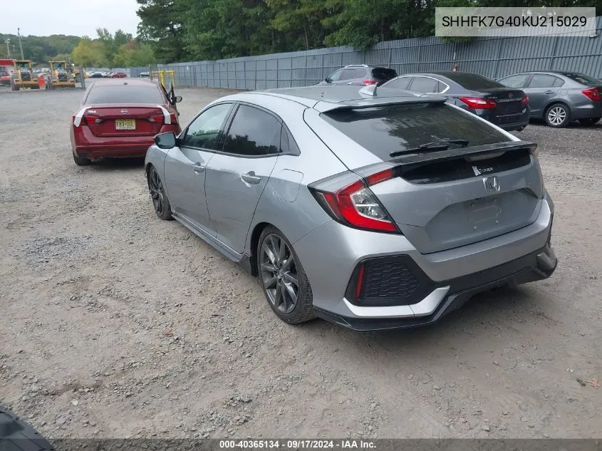 SHHFK7G40KU215029 2019 Honda Civic Sport