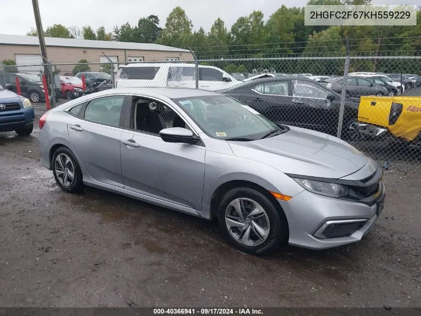 2019 Honda Civic Lx VIN: 2HGFC2F67KH559229 Lot: 40366941