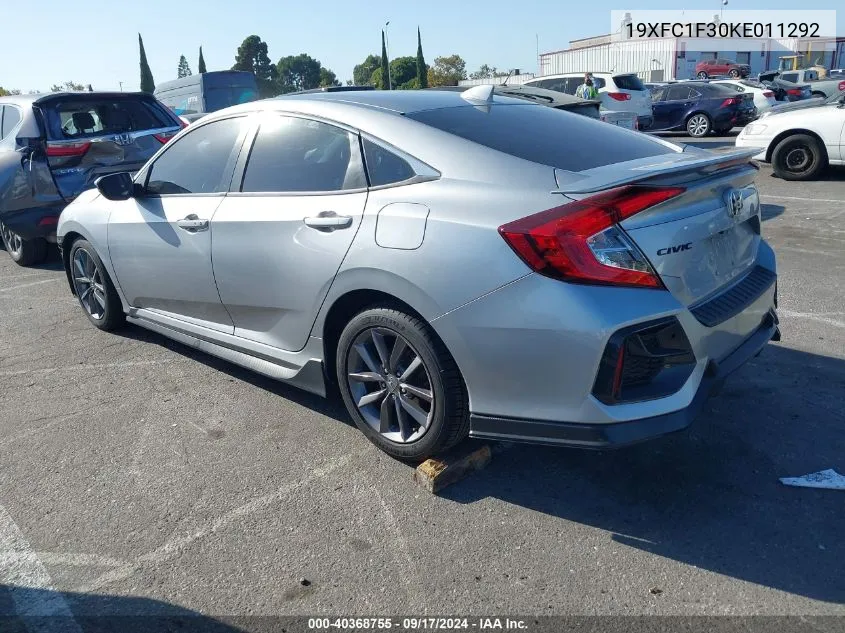 2019 Honda Civic Ex VIN: 19XFC1F30KE011292 Lot: 40368755