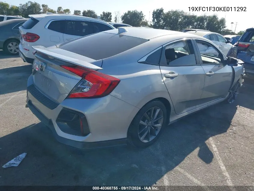 2019 Honda Civic Ex VIN: 19XFC1F30KE011292 Lot: 40368755