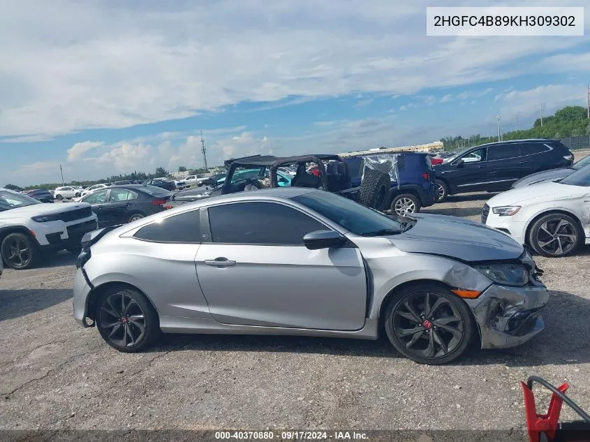 2019 Honda Civic Sport VIN: 2HGFC4B89KH309302 Lot: 40370880