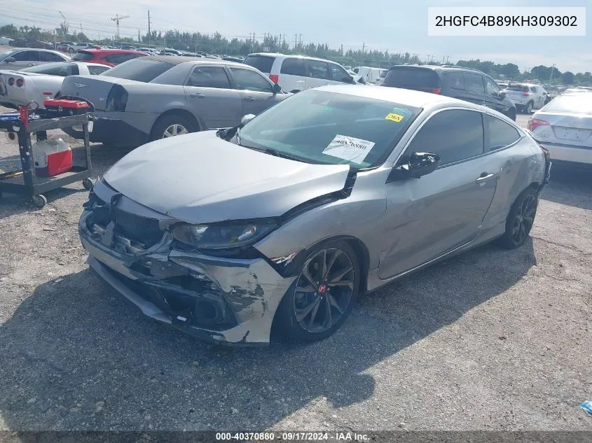 2HGFC4B89KH309302 2019 Honda Civic Sport