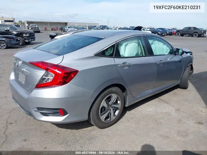 19XFC2F60KE210231 2019 Honda Civic Lx