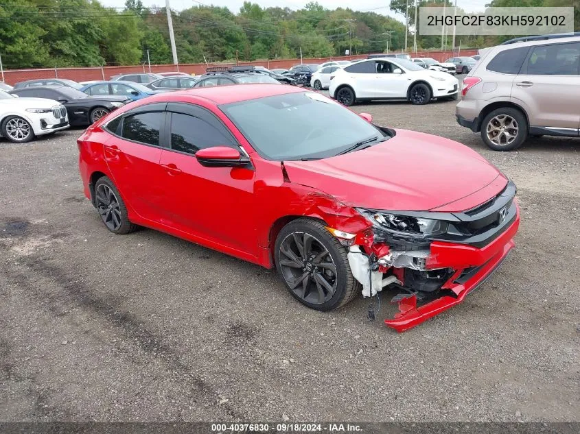 2HGFC2F83KH592102 2019 Honda Civic Sport