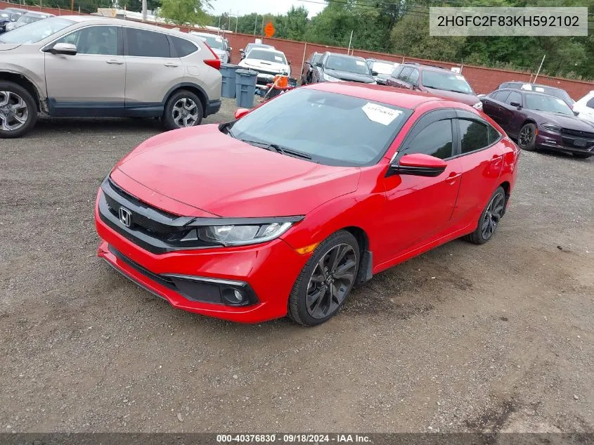 2HGFC2F83KH592102 2019 Honda Civic Sport