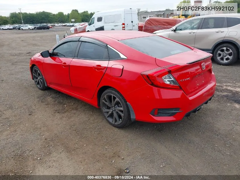 2HGFC2F83KH592102 2019 Honda Civic Sport