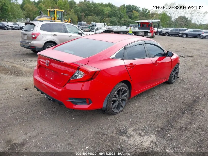 2019 Honda Civic Sport VIN: 2HGFC2F83KH592102 Lot: 40376830