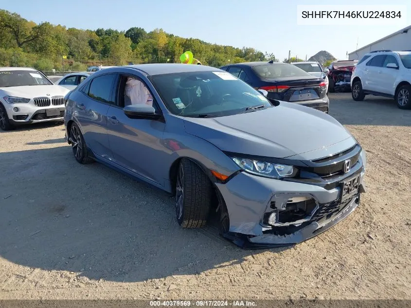 2019 Honda Civic Sport VIN: SHHFK7H46KU224834 Lot: 40379569