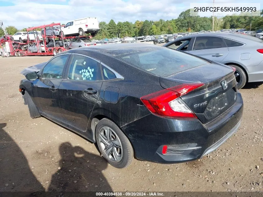 2019 Honda Civic Lx VIN: 2HGFC2F65KH549993 Lot: 40394538