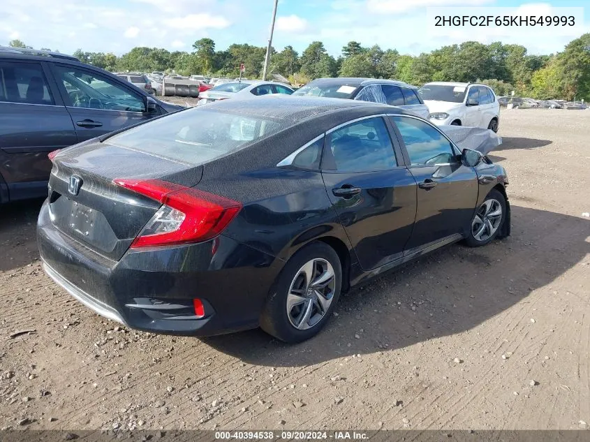 2019 Honda Civic Lx VIN: 2HGFC2F65KH549993 Lot: 40394538