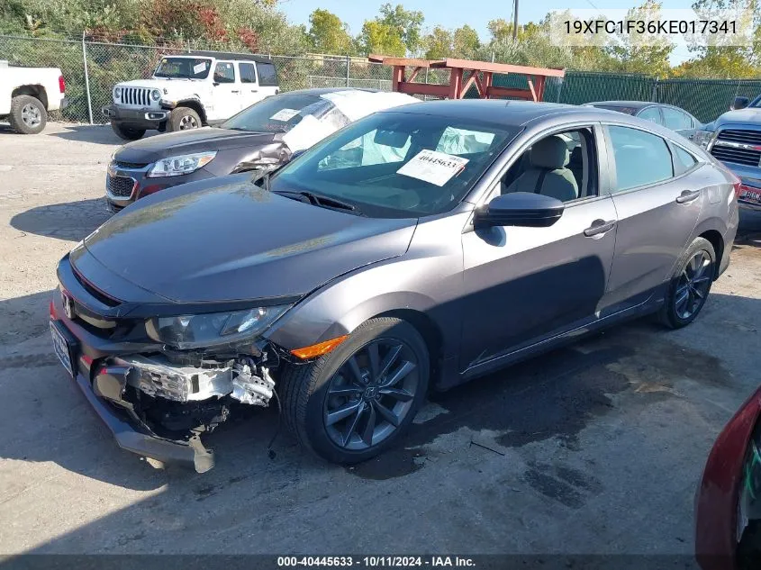 2019 Honda Civic Ex VIN: 19XFC1F36KE017341 Lot: 40445633