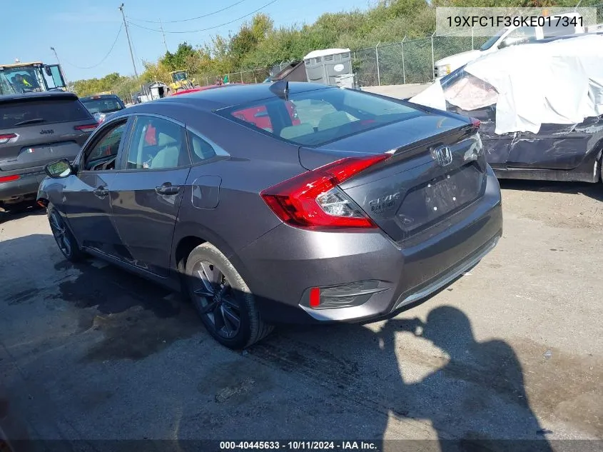 2019 Honda Civic Ex VIN: 19XFC1F36KE017341 Lot: 40445633